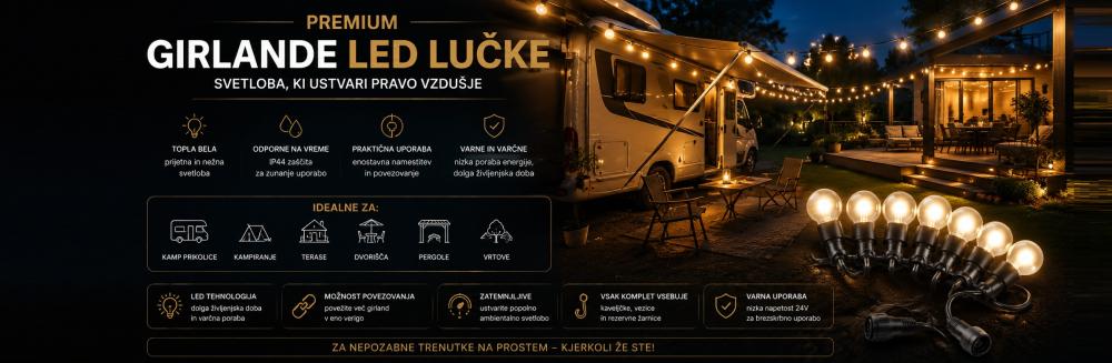 LED girlande za vrt, teraso in balkon