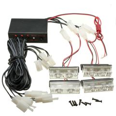 Stroboskopske opozorilne luči / 4x modra / 3 LED/panel / 4W / DC 12-24V