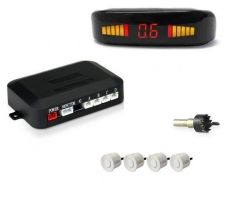 4-točkovni parkirni senzorji z zvočnim opozorilom in digitalnim mini zaslonom (M308) / Bele barve