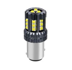 Avto LED žarnica 1157, BaY15D - dvopolna P21/5W / HLADNO BELA  /  24 LED 8W / 12 - 24V / Canbus / z uporom