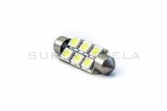LED sijalka SJ / žarnica C5W, C21W, SV7-8, S8.5, SV8, SV8.5-8 / sofitna / cevna / Zelena / 6 LED / 5050 / 1,44W = 5W / 12V / 36mm