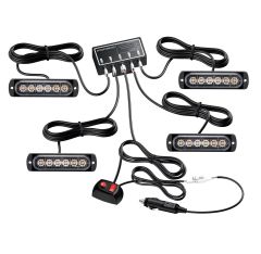 Izberite stroboskopske utripajoče oranžno-rumene LED luči za dodatno varnost in vidljivost na cesti. Te vodoodporne luči z 12V priključkom za avto in stikalom za vklop/izklop prinašajo 16 načinov utripanja za prilagodljivo uporabo. Z oranžno-rumenimi barv