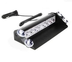 Stroboskopska opozorilna LED luč za vetrobransko steklo / Rdeča / 8 LED / 8x1W / DC 12V- 24V