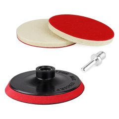 Komplet za poliranje avtomobilov iz filca z dvema blazinicama + disk ⌀125 mm + adapter M14