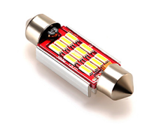 LED sijalka SJ / žarnica C5W, C21W, SV7-8, S8.5, SV8, SV8.5-8 / sofitna / cevna / Hladno bela / 12 LED / 4014 / 1,8W = 12W / 12V / Canbus / z uporom / 36mm