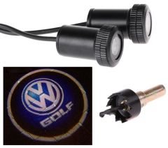 Univerzalna vgradna vijačna laserska LED lučka za projiciranje logotipa VW GOLF / 12-24V